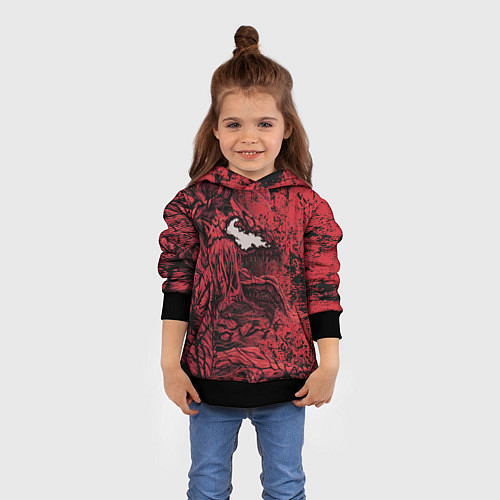 Детская толстовка Красный веном текстура Карнажа / 3D-Черный – фото 4