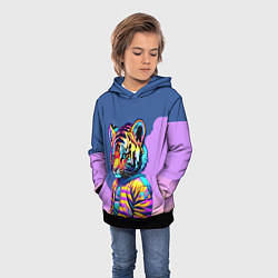 Толстовка-худи детская Cool tiger cub - pop art, цвет: 3D-черный — фото 2