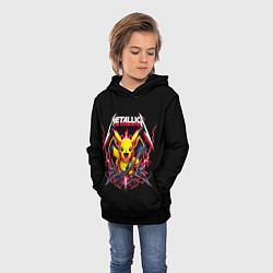 Толстовка-худи детская Metallica - cool Pikachu, цвет: 3D-черный — фото 2