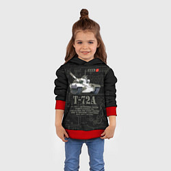 Толстовка-худи детская Танк Т-72 Урал СССР, цвет: 3D-красный — фото 2