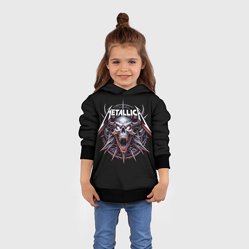 Детская толстовка Metallica - cool skull with horns / 3D-Черный – фото 4