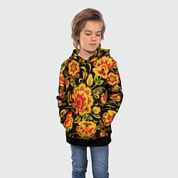 Толстовка-худи детская Хохлома - роспись, цвет: 3D-черный — фото 2