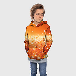 Толстовка-худи детская Оранжевые блестящие частицы текстура, цвет: 3D-меланж — фото 2