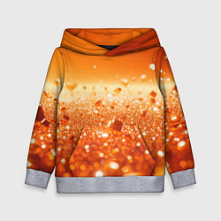 Толстовка-худи детская Оранжевые блестящие частицы текстура, цвет: 3D-меланж