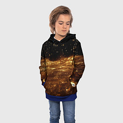 Толстовка-худи детская Золотистые крупицы на черном, цвет: 3D-синий — фото 2