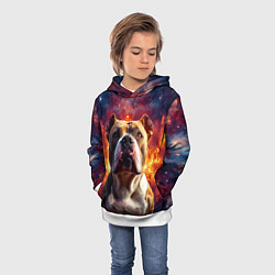 Толстовка-худи детская Американский булль в космосе, цвет: 3D-белый — фото 2