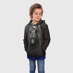 Толстовка-худи детская Бурый мишка в дремучем лесу, цвет: 3D-синий — фото 2