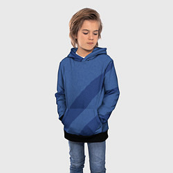 Толстовка-худи детская Синий текстурный с полосой, цвет: 3D-черный — фото 2