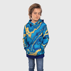 Толстовка-худи детская Синий мрамор с золотом, цвет: 3D-синий — фото 2