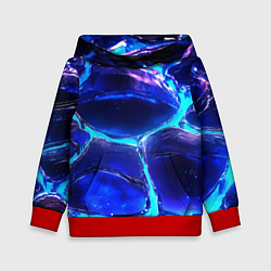 Толстовка-худи детская Объемные плиты в неоновом свечение, цвет: 3D-красный