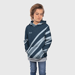 Толстовка-худи детская Sport синий текстурный с полосами, цвет: 3D-меланж — фото 2