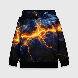 Толстовка-худи детская Молнии в разбитом небе, цвет: 3D-черный
