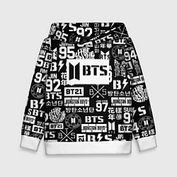 Толстовка-худи детская Bangtan Boys pattern black, цвет: 3D-белый