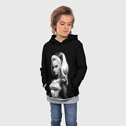 Толстовка-худи детская Барби - киберпанк нейроарт, цвет: 3D-меланж — фото 2