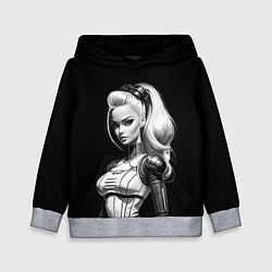 Толстовка-худи детская Барби - киберпанк нейроарт, цвет: 3D-меланж