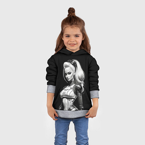 Детская толстовка Барби - киберпанк нейроарт / 3D-Меланж – фото 4