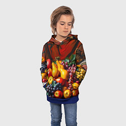 Толстовка-худи детская Фруктовый натюрморт, цвет: 3D-синий — фото 2