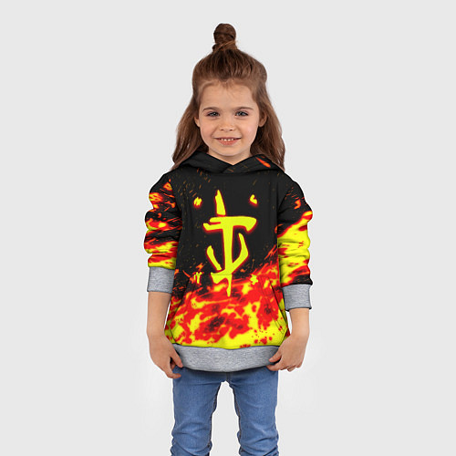 Детская толстовка Doom огненное лого / 3D-Меланж – фото 4
