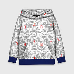 Толстовка-худи детская Серые будни и красные выходные иероглифами, цвет: 3D-синий