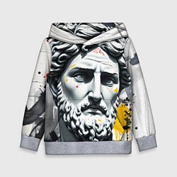 Толстовка-худи детская Античный портрет и краска, цвет: 3D-меланж