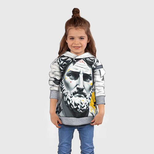 Детская толстовка Античный портрет и краска / 3D-Меланж – фото 4