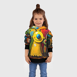 Толстовка-худи детская Арт с человечками, цвет: 3D-черный — фото 2