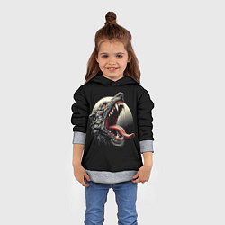 Толстовка-худи детская Волчья морда на фоне луны - нейроарт, цвет: 3D-меланж — фото 2