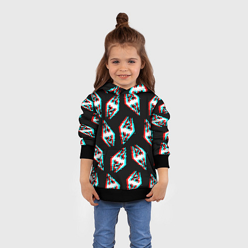 Детская толстовка Skyrim glitch logo patten / 3D-Черный – фото 4