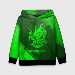 Толстовка-худи детская Cyberpunk 2077 - green gradient, цвет: 3D-черный