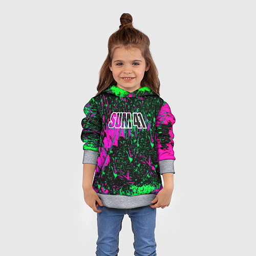 Детская толстовка Sum 41 неоновые краски / 3D-Меланж – фото 4