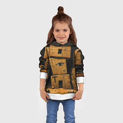 Толстовка-худи детская Глаза в каменных домах, цвет: 3D-белый — фото 2