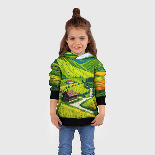 Детская толстовка Русская душа и поле / 3D-Черный – фото 4