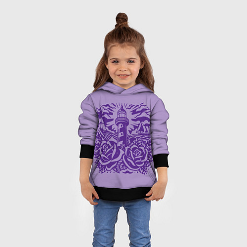 Детская толстовка Маяк с розами и корабли / 3D-Черный – фото 4