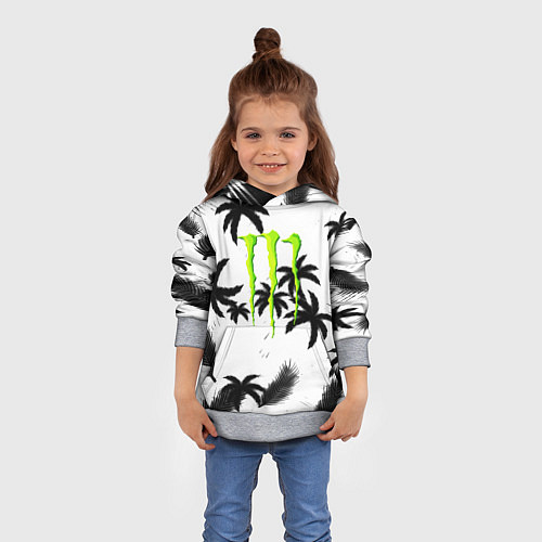 Детская толстовка Monster energy пальмы / 3D-Меланж – фото 4