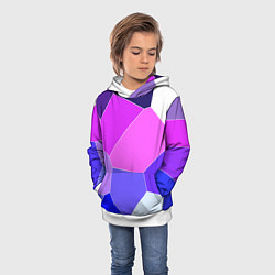 Толстовка-худи детская Сине-розовый крупные фрагменты, цвет: 3D-белый — фото 2