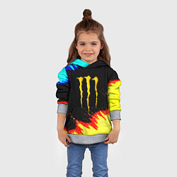 Толстовка-худи детская Monster energy огненные краски, цвет: 3D-меланж — фото 2