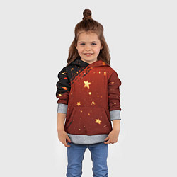 Толстовка-худи детская Золотые звездочки на коричневой текстуре, цвет: 3D-меланж — фото 2