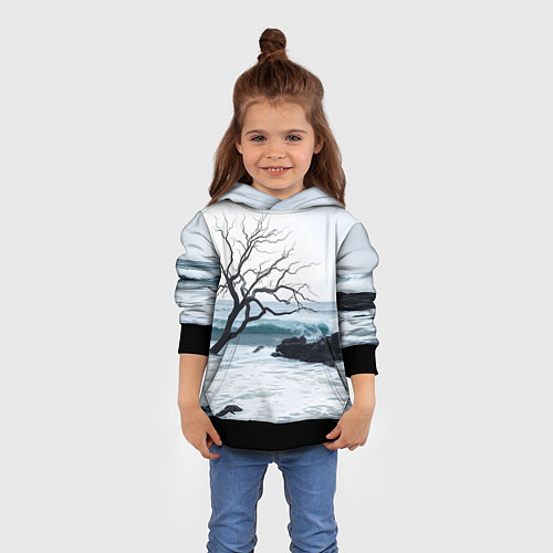 Детская толстовка Дерево в море / 3D-Черный – фото 4