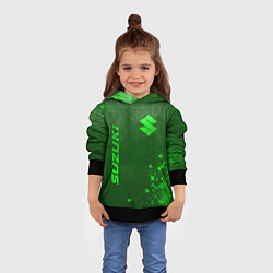 Толстовка-худи детская Suzuki - green gradient вертикально, цвет: 3D-черный — фото 2
