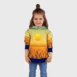 Толстовка-худи детская Закат над пшеничным полем, цвет: 3D-синий — фото 2