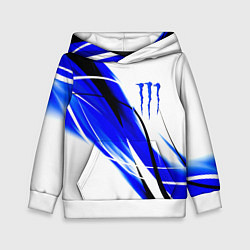 Толстовка-худи детская Monster energy линии абстракции, цвет: 3D-белый