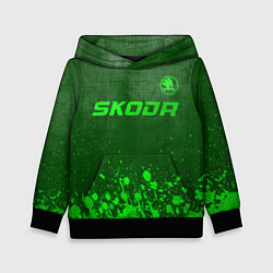 Толстовка-худи детская Skoda - green gradient посередине, цвет: 3D-черный