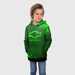 Толстовка-худи детская Chevrolet - green gradient, цвет: 3D-черный — фото 2