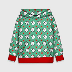 Толстовка-худи детская Довольные зубы, цвет: 3D-красный