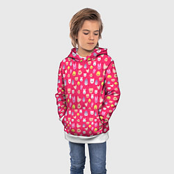 Толстовка-худи детская Skzoo pattern pink, цвет: 3D-белый — фото 2