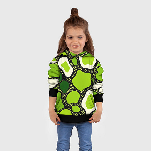 Детская толстовка Зеленая абстракция с кругами / 3D-Черный – фото 4