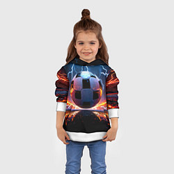 Толстовка-худи детская Футбольный мяч в молниях, цвет: 3D-белый — фото 2