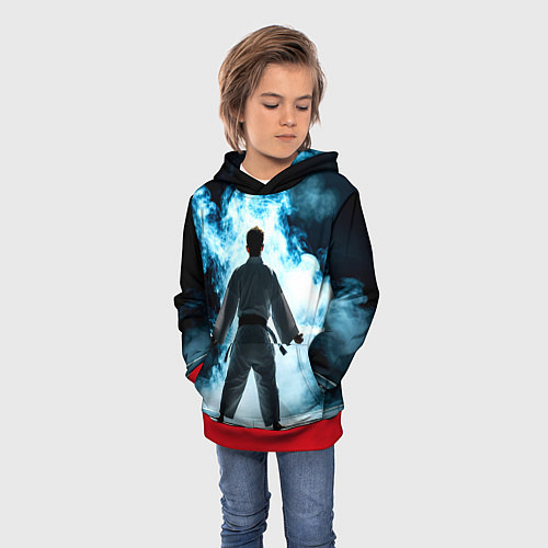 Детская толстовка Айкидоист в дыму / 3D-Красный – фото 3