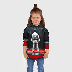 Толстовка-худи детская Айкидоист на черном, цвет: 3D-красный — фото 2