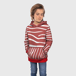 Толстовка-худи детская Полоски красной зебры, цвет: 3D-красный — фото 2